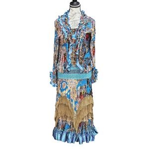 Alberto Makali Archival Skirt Set Womens S Floral Silk Whimsigoth Avant Garde